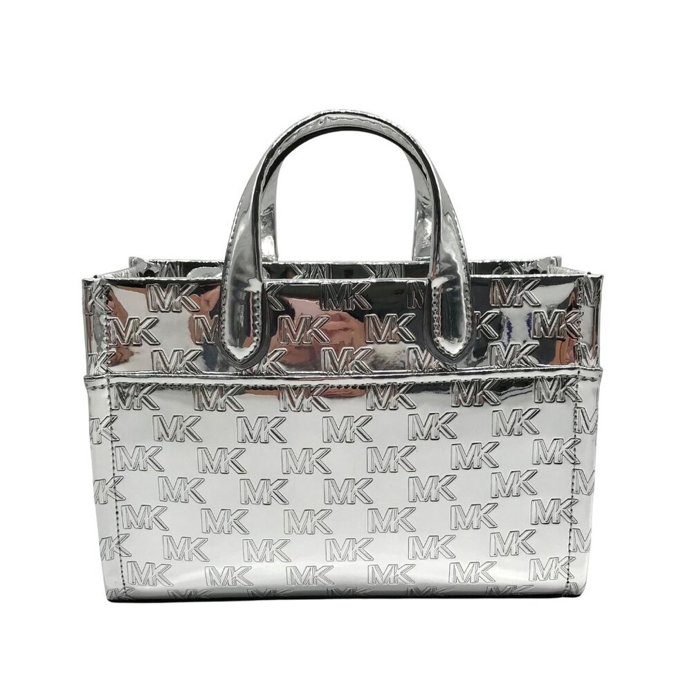 Michael Kors Silver Small East West Gigi Messenger Tote - Picture 1 of 12